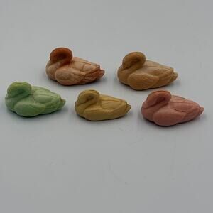 Bundle 5 Vintage Tiny Swan Soaps Multicolored Cottage Core Water